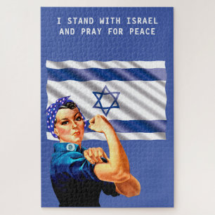 Ich stehe mit Israel Vintag Rosie & Flag Puzzle
