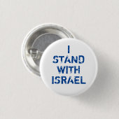 Ich stehe mit Israel weißer, blauer, bedrückter Te Button (Vorne & Hinten)