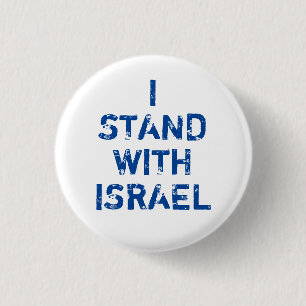 Ich stehe mit Israel weißer, blauer, bedrückter Te Button