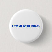 Ich stehe mit Israel, weißer, blauer Serienschrift Button (Vorderseite)