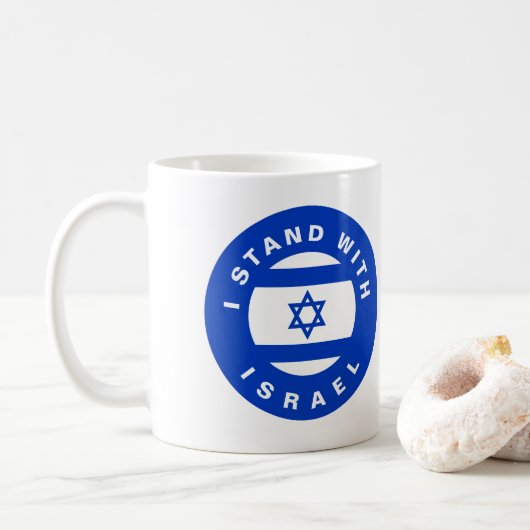 Ich stehe mit Israel-Zoll-Text und -Flagge Kaffeetasse (Mit Donut)