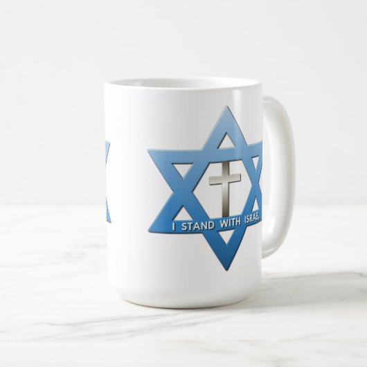 Ich stehe mit Israelchristlichem Querdavidsstern Kaffeetasse (VorderseiteRechts)