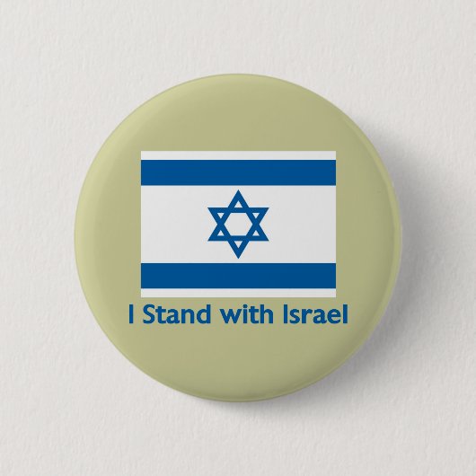 Ich stehe mit israelischen Geschenken und T-Shirts Button (Vorderseite)