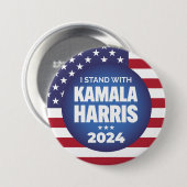 Ich stehe mit Kamala Harris 2024 Button (Vorne & Hinten)