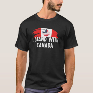 Ich stehe mit Kanada Amerika Kanadisch USA-Flagge T-Shirt
