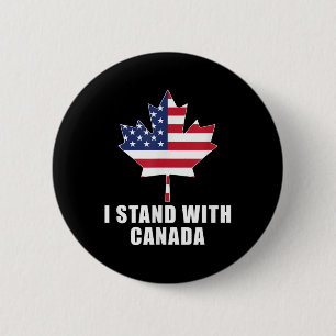 Ich stehe mit Kanada Amerika kanadische US-Flagge Button