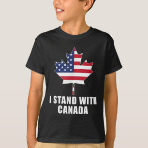 Ich stehe mit Kanada Amerika kanadische US-Flagge T-Shirt
