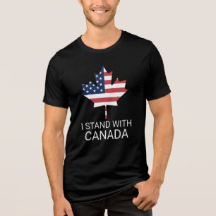 Ich stehe mit Kanada Amerika Kanadische USA Flagge Tri-Blend Shirt