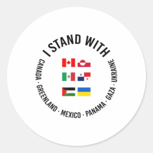 Ich stehe mit Kanada Grönland Mexiko Panama Gaza U Runder Aufkleber