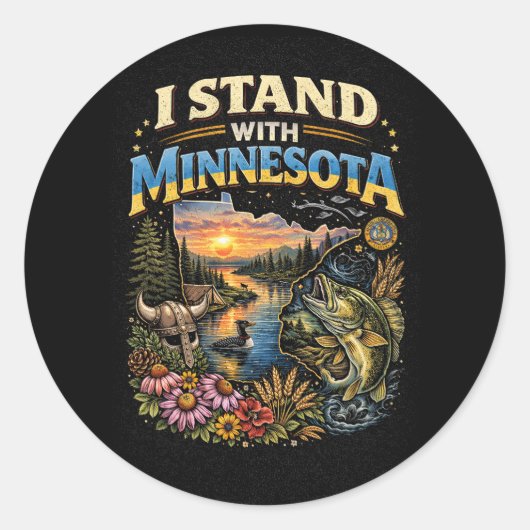 Ich stehe mit Minnesota Runder Aufkleber (Vorderseite)