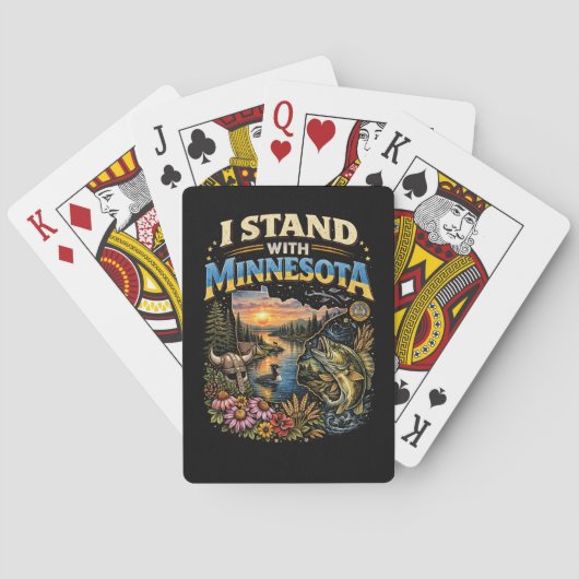 Ich stehe mit Minnesota Spielkarten (Rückseite)