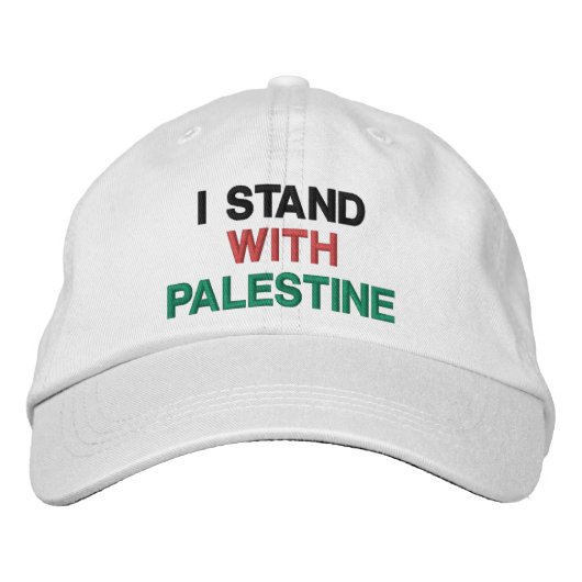 Ich stehe mit Palästina schwarz-grün weißer Text Bestickte Baseballkappe (Vorderseite)
