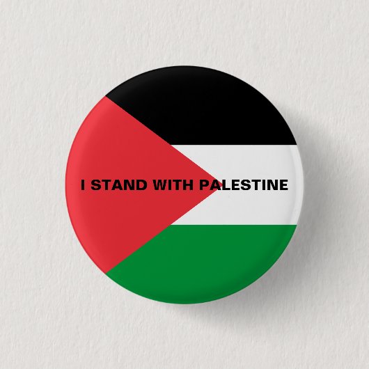 Ich stehe mit Palästina-Zoll-Text Palästina-Flagge Button (Vorderseite)
