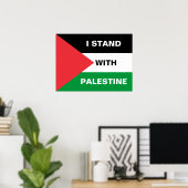 Ich stehe mit Palästina-Zoll-Text Palästina-Flagge Poster (Heimbüro)