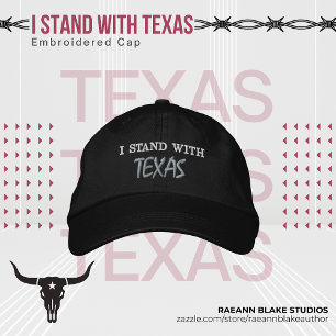 Ich stehe mit Texas bestickter Hut