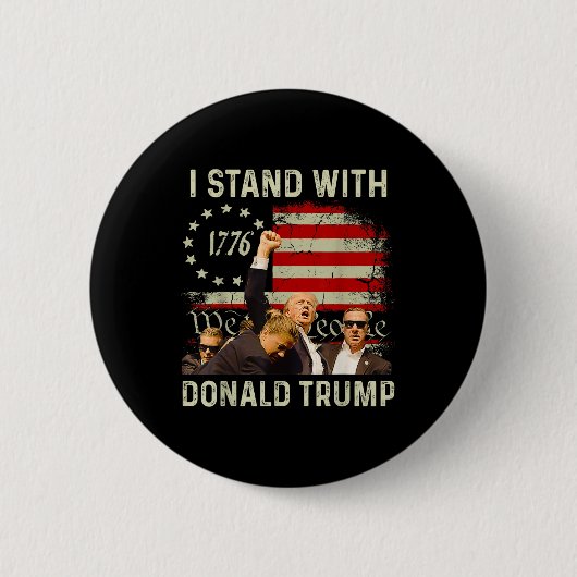 Ich stehe mit Trump Funny Trump 2024 Button (Vorderseite)