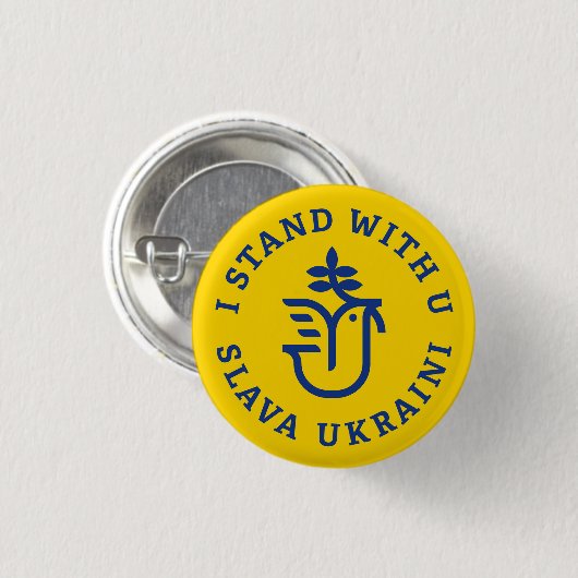 Ich stehe mit U (Slava Ukraini) Button (Vorne & Hinten)