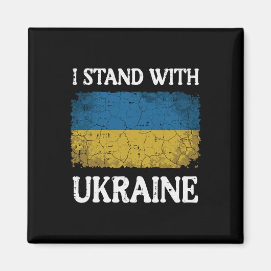 Ich stehe mit Ukraine bedrängte Flagge Unterstützu Magnet (Vorne)