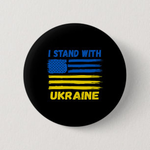 Ich stehe mit Ukraine Blau und Gelb USA-Flagge Ukr Button