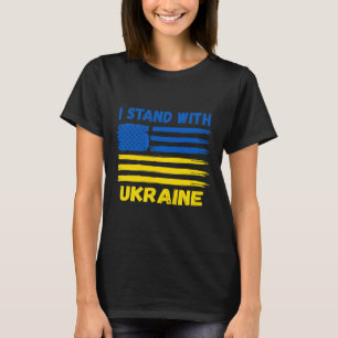 Ich stehe mit Ukraine Blau und Gelb USA-Flagge Ukr T-Shirt