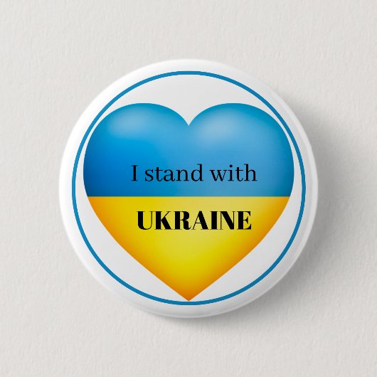 Ich stehe mit Ukraine Blue Yellow Button Button (Vorderseite)