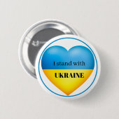 Ich stehe mit Ukraine Blue Yellow Button Button (Vorne & Hinten)