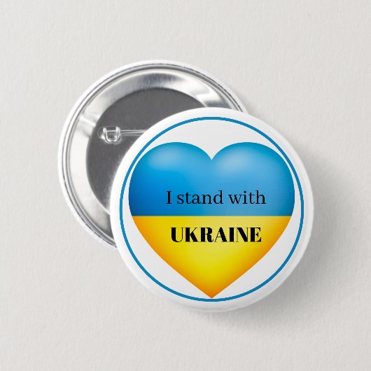 Ich stehe mit Ukraine Blue Yellow Button Button (Vorne & Hinten)