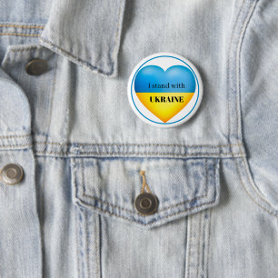 Ich stehe mit Ukraine Blue Yellow Button Button 
