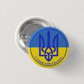 Ich stehe mit Ukraine Blue Yellow Trident Button (Vorne & Hinten)