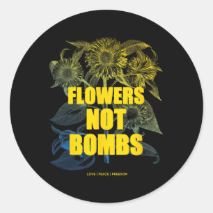 Ich stehe mit Ukraine Blumen nicht Bomben Frieden Runder Aufkleber