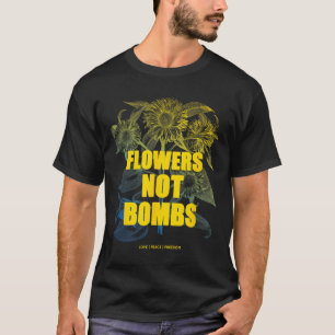 Ich stehe mit Ukraine Blumen nicht Bomben Frieden T-Shirt
