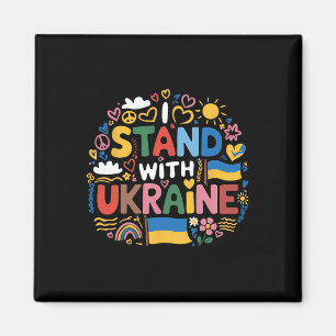 Ich stehe mit Ukraine Farbige Ukraine Frieden Männ Magnet