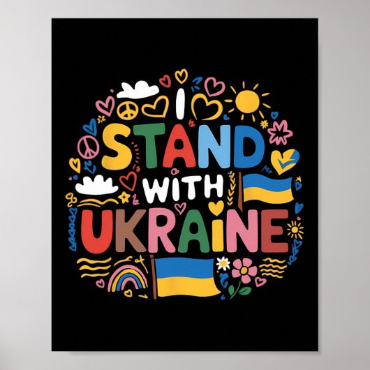 Ich stehe mit Ukraine Farbige Ukraine Frieden Männ Poster (Vorne)