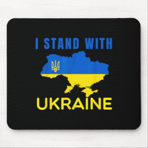 Ich stehe' mit Ukraine-Flaggen-Emblem-Karte Patrio Mousepad