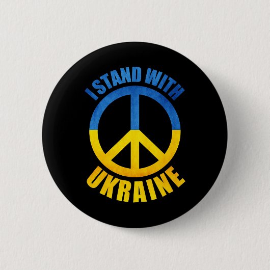 Ich stehe mit Ukraine Friedenssymbol Button (Vorderseite)