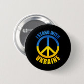 Ich stehe mit Ukraine Friedenssymbol Button (Vorne & Hinten)