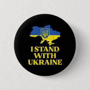 Ich stehe mit Ukraine Karte Ukrainische Unterstütz Button