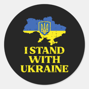 Ich stehe mit Ukraine Karte Ukrainische Unterstütz Runder Aufkleber