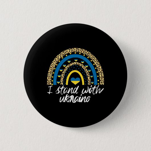 Ich stehe mit Ukraine Regenbogen Ukraine Ukrainisc Button (Vorderseite)