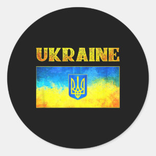 Ich stehe mit Ukraine-Shirt Ukrainische Flagge Ukr Runder Aufkleber