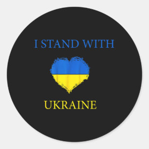 Ich stehe mit Ukraine-Shirt Ukrainische Flagge Unt Runder Aufkleber