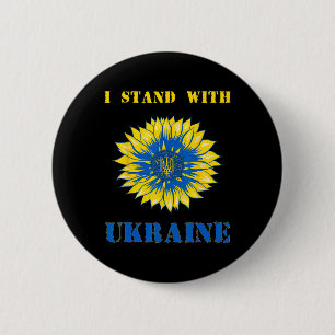 Ich stehe mit Ukraine Sonnenblume Retro Floral Ukr Button