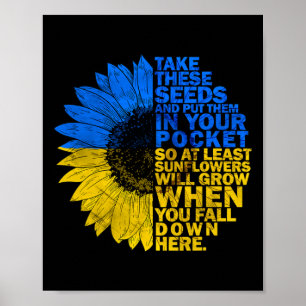 Ich stehe mit Ukraine Sonnenblume Ukraine-Flagge U Poster