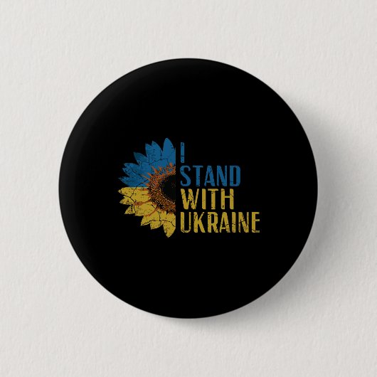 Ich stehe mit Ukraine Sonnenblume Unterstützung Fr Button (Vorderseite)