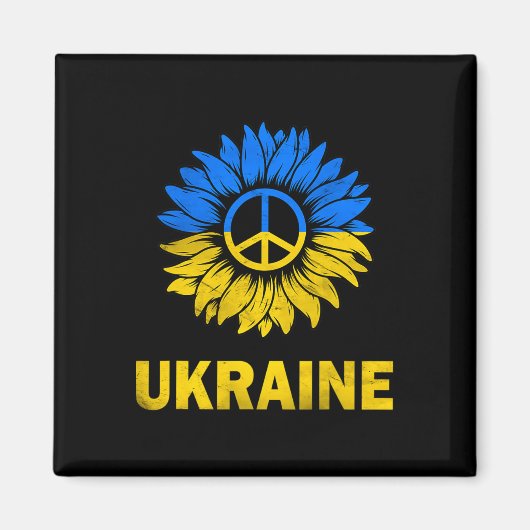Ich stehe mit Ukraine Sonnenblumen-Flagge Ukraine Magnet (Vorne)
