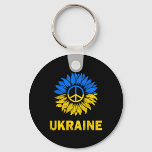 Ich stehe mit Ukraine Sonnenblumen-Flagge Ukraine Schlüsselanhänger