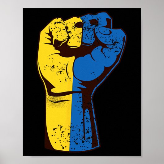 Ich stehe mit Ukraine Ukrainische Flagge Fäuste Uk Poster (Vorne)