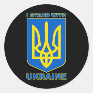 Ich stehe mit Ukraine Ukrainische Flagge Runder Aufkleber