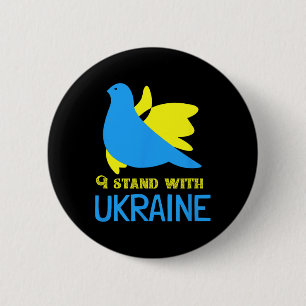 Ich stehe mit Ukraine Ukrainische Friedens Taube U Button