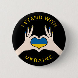 Ich stehe mit ukrainischem Nationalflaggenherz Button